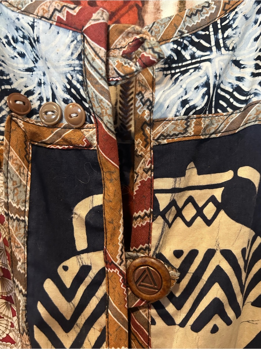 Bohemian Patchwork Jacket in Olive/Tan - Picture 5 of 13